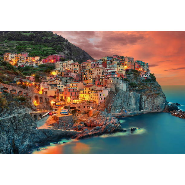 Cinque Terre Manarola Italy Landscape Photo Sicily Almafi Coast Poster 36x24